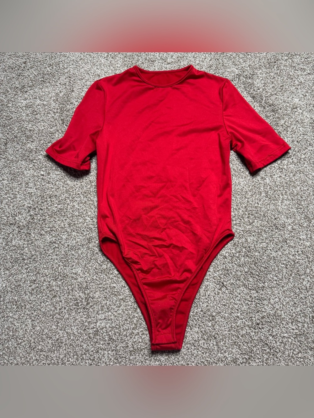Women's Red Short Sleeve Bodysuit